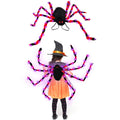 Halloween spider backpack with LED lights in plush sugar bag design shown in orange purple light colour