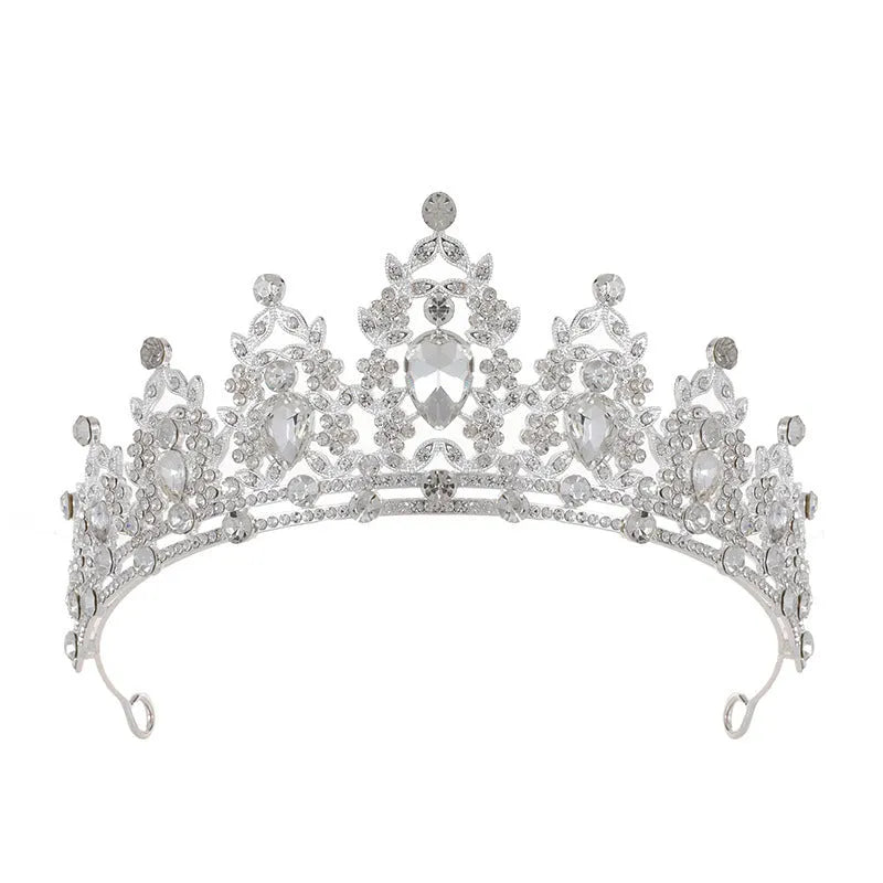 Baroque-style bride headdress crown with rhinestone accents on alloy base