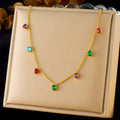 Gold-coloured heart pendant on a stainless steel chain necklace for women.