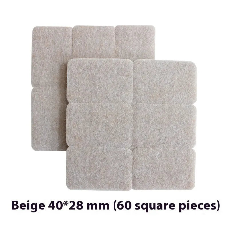 Beige plastic chair leg stoppers set with square and round floor protection pads in different sizes