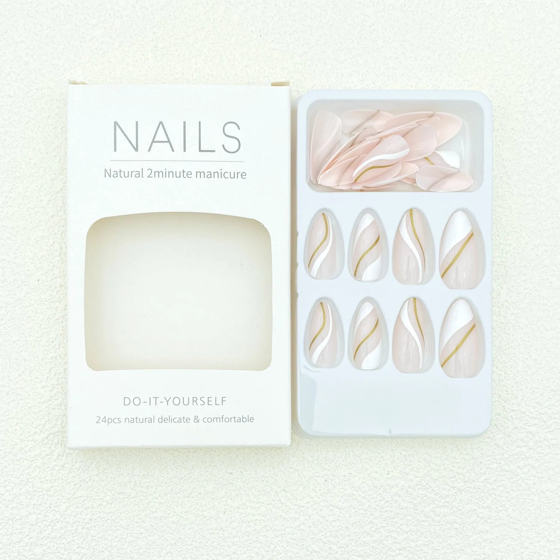 Golden Lines plaid pattern wearable nail stickers in JF0518 jelly glue colour, medium drop shape