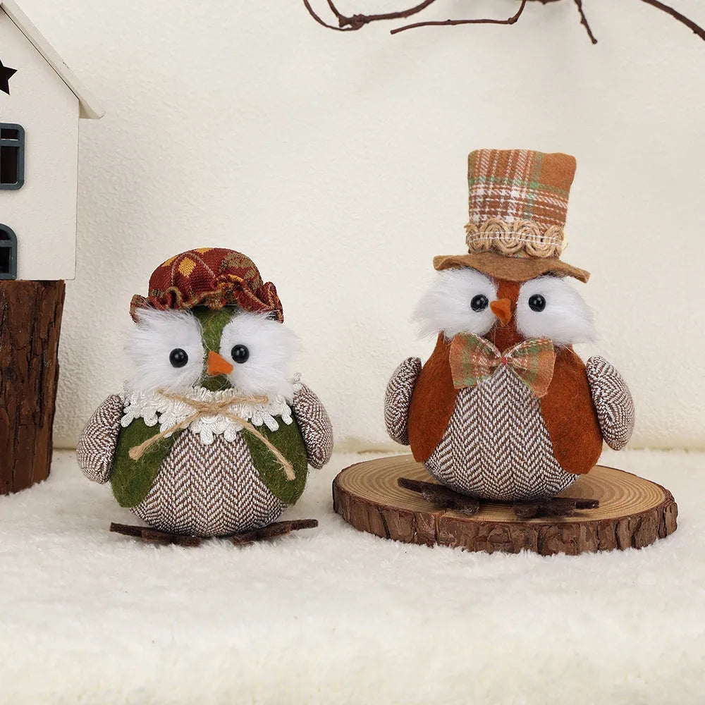 Thanksgiving owl decoration hanging pendant in green and orange colours.