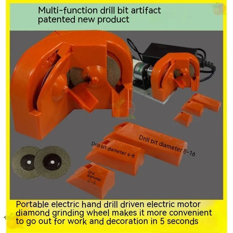 Portable electric grinding drill tool with orange and black sander sets