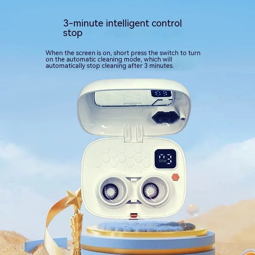 Automatic electric ultrasonic cleaning machine for invisible glasses in blue plastic casing