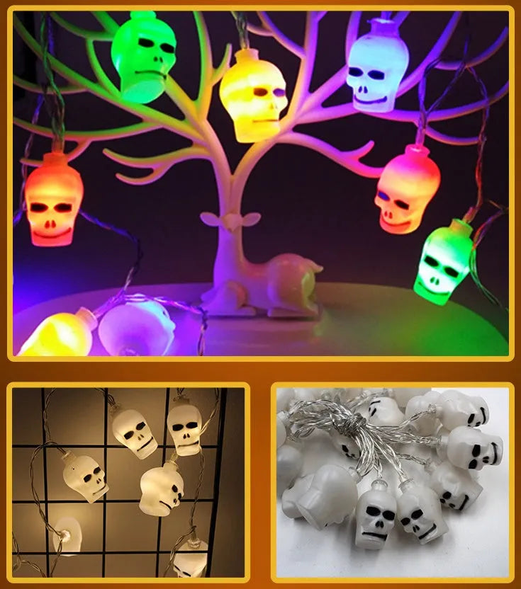 Halloween LED string lights with pumpkin lantern and ghost pendants on 1.2m cord