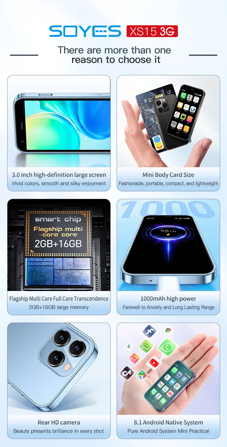 S23PRO XS15 mini smartphone in black, green or pink purple with 30cm screen and straight plate design