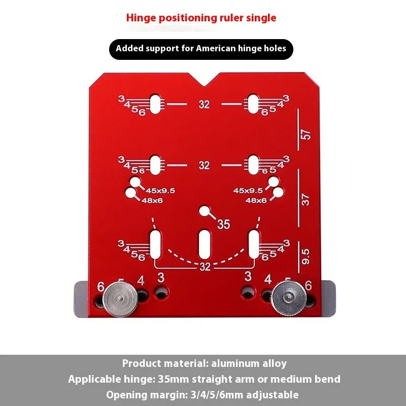 35mm adjustable hinge punch locator ruler with hard alloy blade for cabinet door installation.