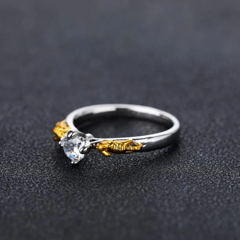 Copper crown crystal ring with black gold finish for cosplay and fashion