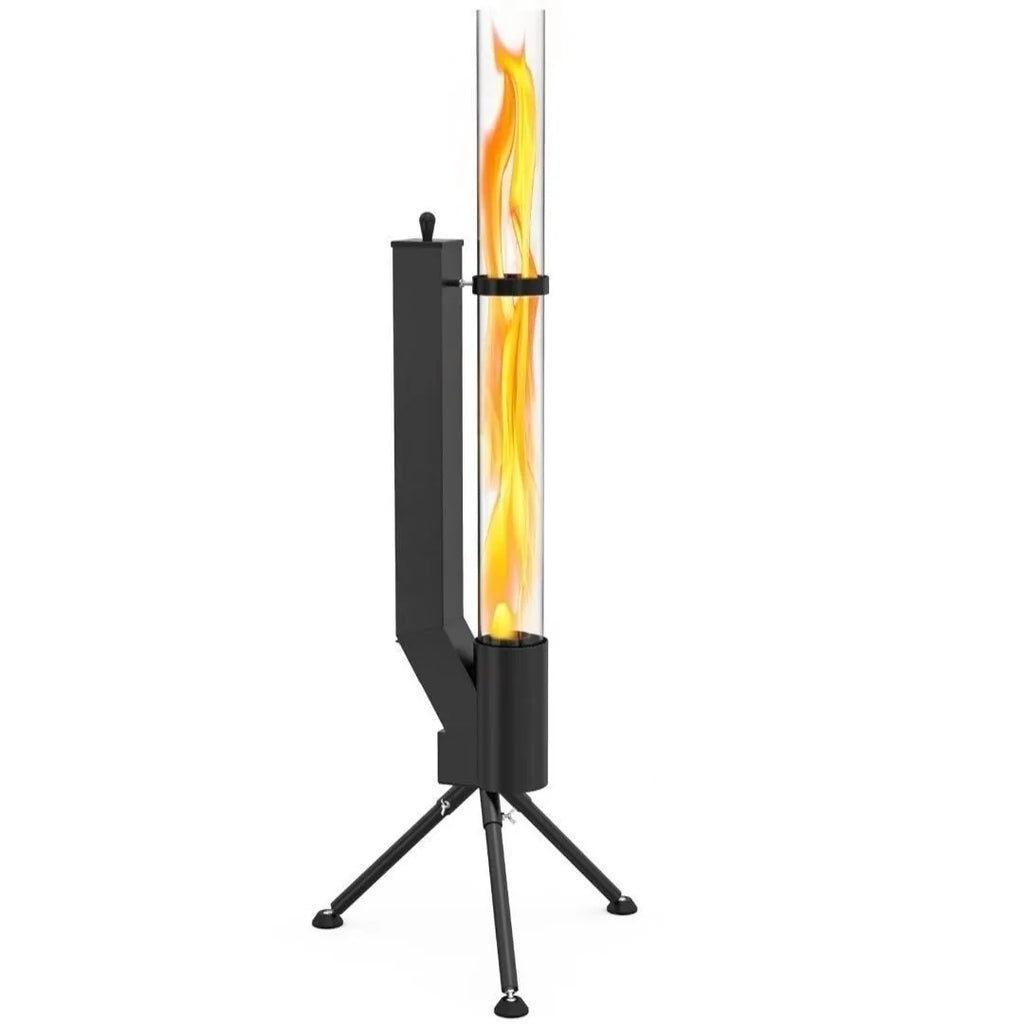 Iron wood burning rocket furnace courtyard heating stove with decorative fire pit design