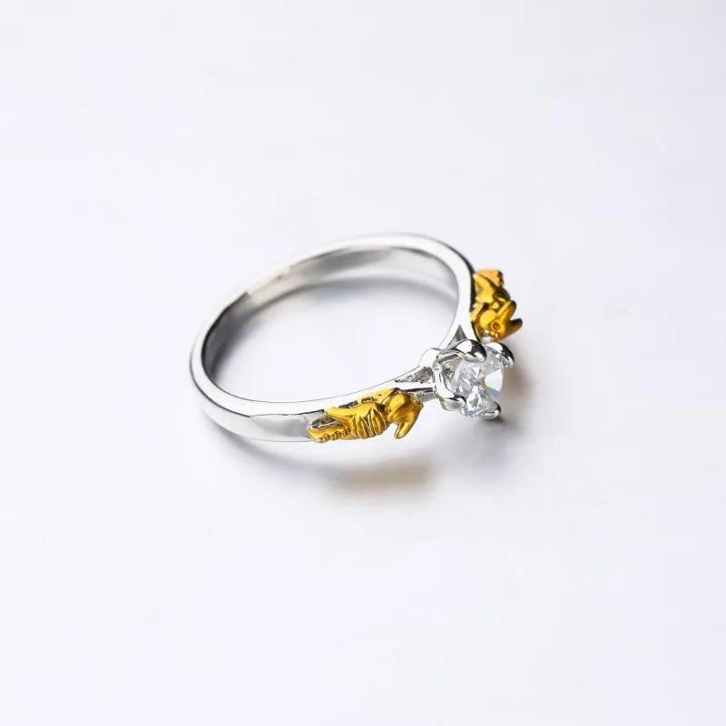 Copper crown crystal ring with black gold finish for cosplay and fashion