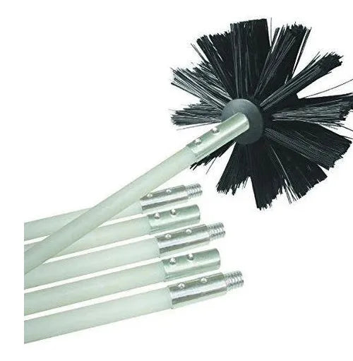 Flexible 600mm long dryer vent and chimney cleaning brush with nylon bristles.