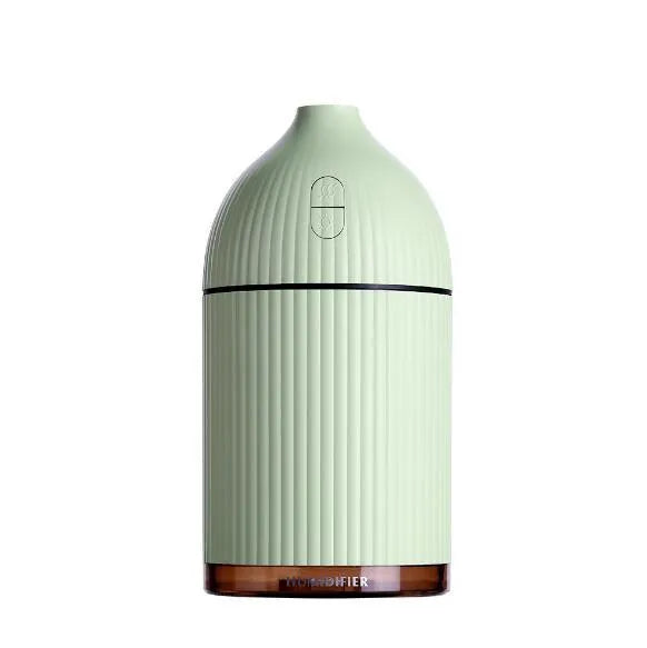 White ultrasonic aromatherapy diffuser with humidifier function and LED light, 80mm diameter