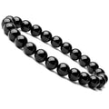 Black agate geometric stretch bracelet for women with 8mm beads