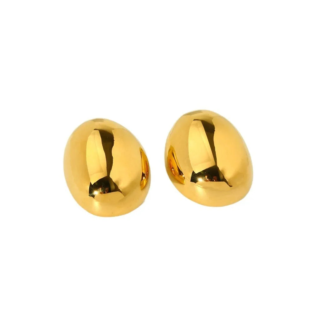 Geometric stainless steel ear studs with line pattern and electroplated glazed finish in colour DFE139