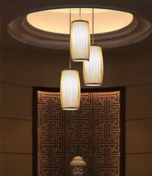 Natural bamboo plait decorative lamp with E27 holder for ambient lighting