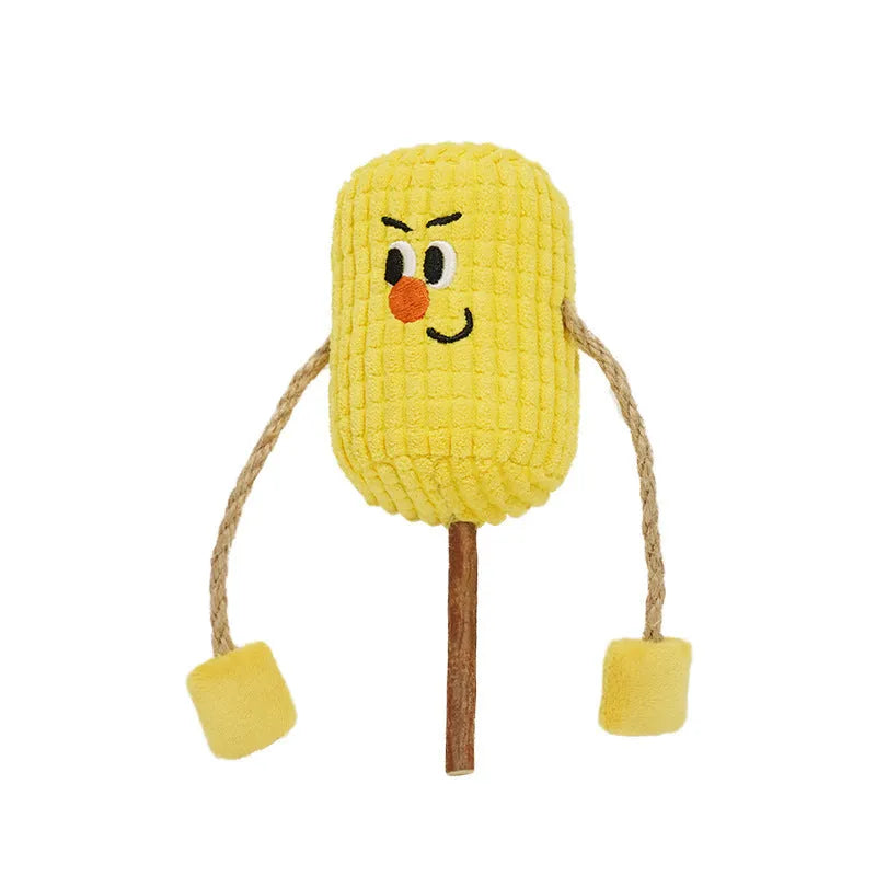 Natural corn cob cat chew toy with dimensions 7x6x15cm for dental care