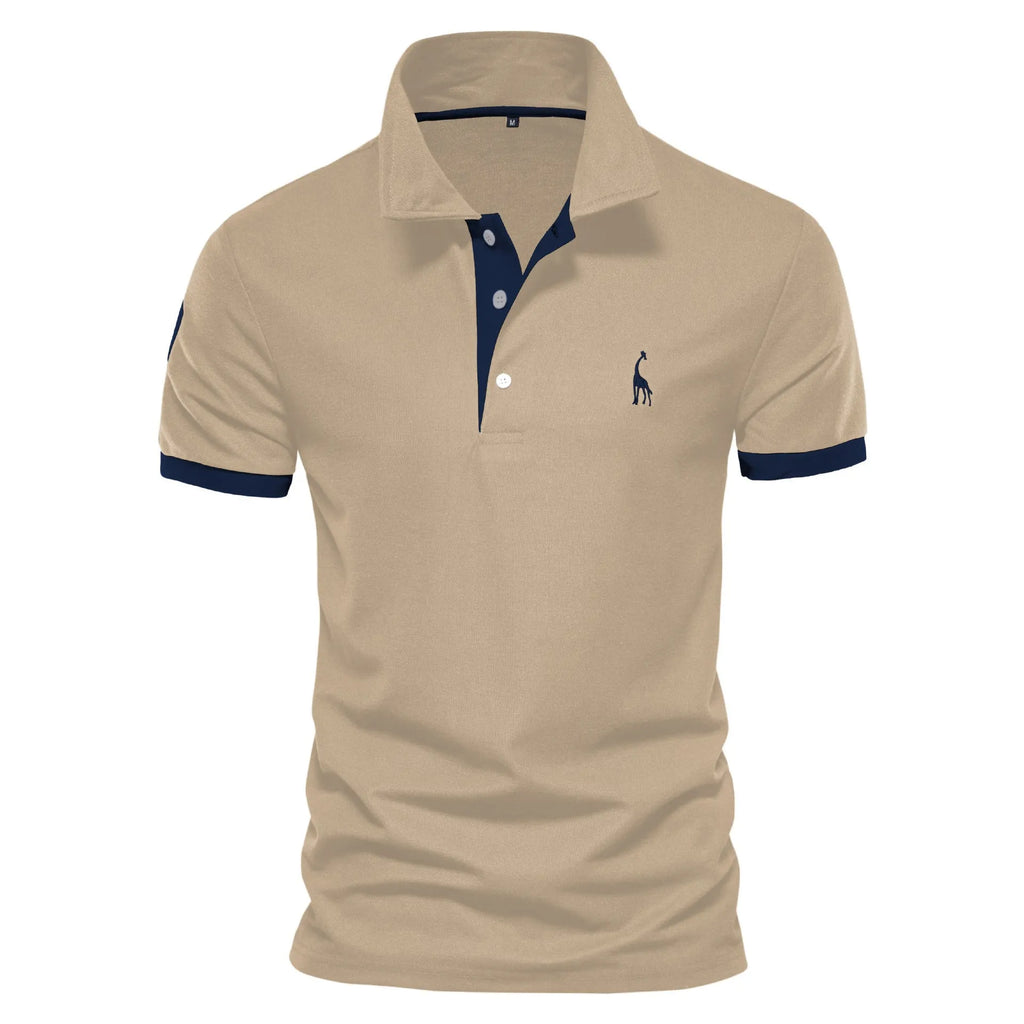 Men's deer embroidered slim fit t-shirt in cotton blend fabric available in multiple colours