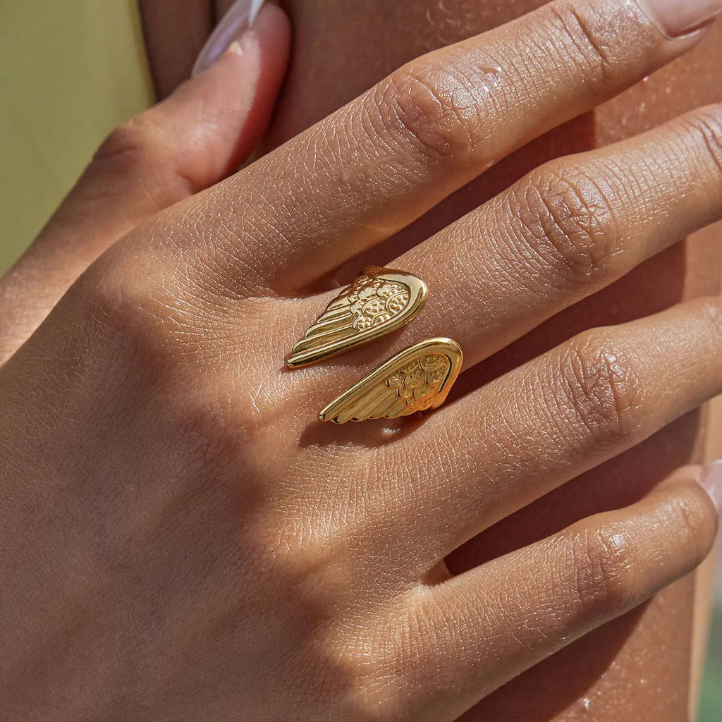 Wings Ring stainless steel opening jewellery in electroplated colour options with adjustable design