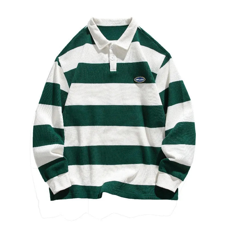 Pearl cotton polo shirt with Hong Kong-style lapel collar in blue, green or coffee colours