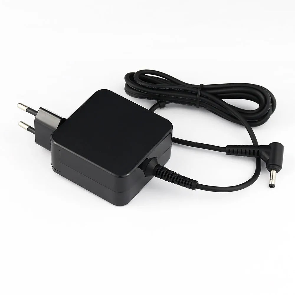 Black 45W laptop adapter with American plug and European socket compatibility
