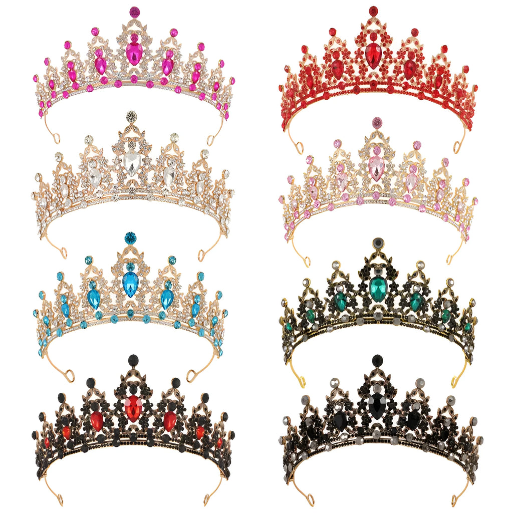 Baroque-style bride headdress crown with rhinestone accents on alloy base