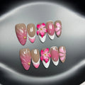 French style manicure set with three-dimensional lily and fluid ice flower plastic decorations