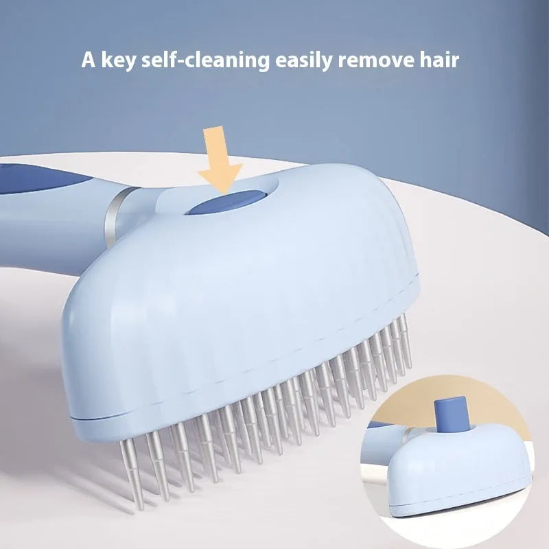 Azure light blue and apple white stainless steel double-row pet comb for dog grooming
