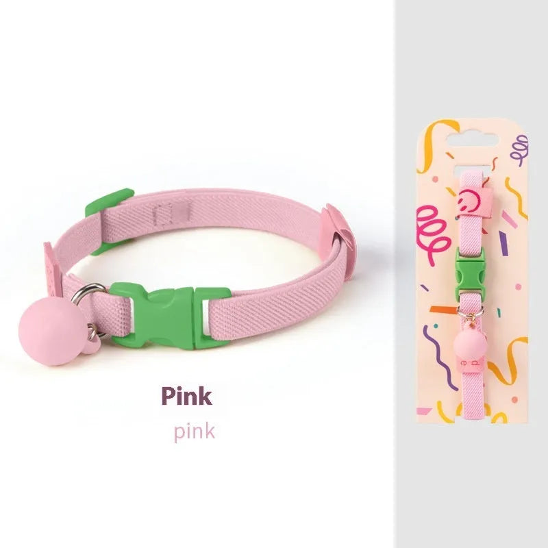 Small dog elastic polyester collar in solid colours with 22-32 cm length range