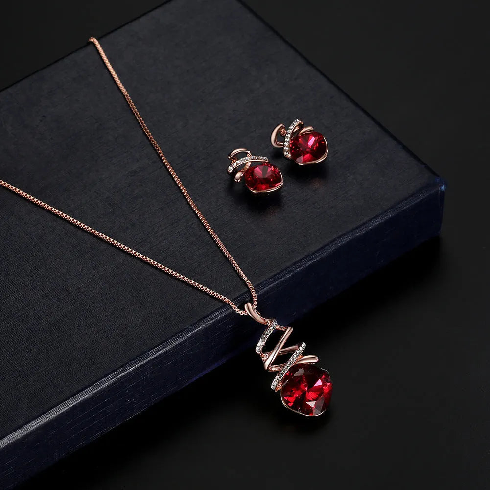Alloy bridal jewellery set with diamond processed necklace and matching earrings