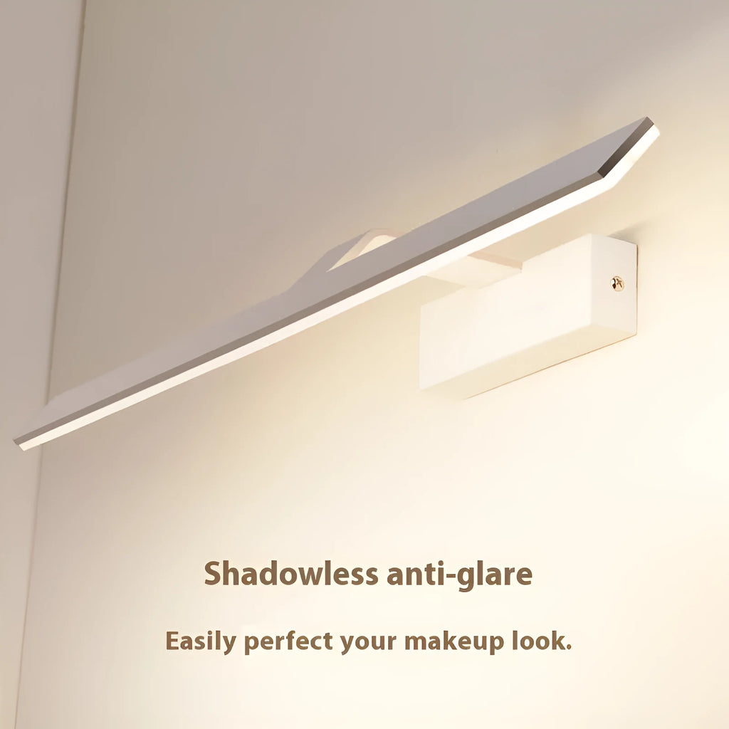 White LED bathroom mirror headlight with lighted frame, 520mm long.