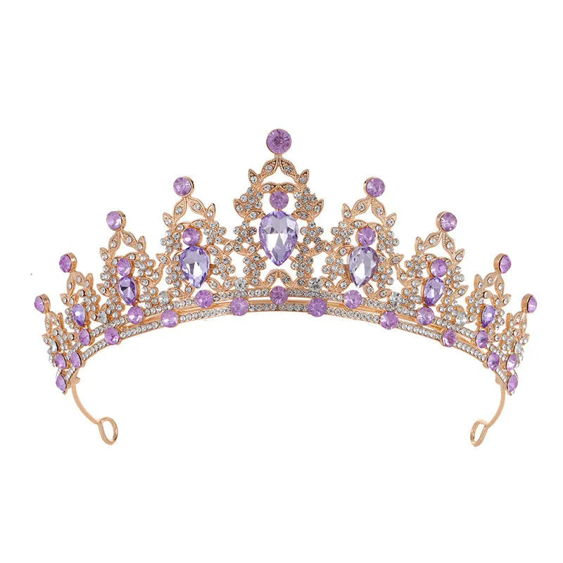 Baroque-style bride headdress crown with rhinestone accents on alloy base