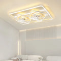 Thin suction ceiling fan lamp with acrylic shade and plastic blades, 1100x700mm dimensions