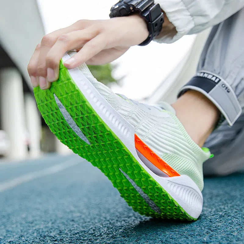 Men's blue breathable mesh casual shoes with cloth upper and plastic sole