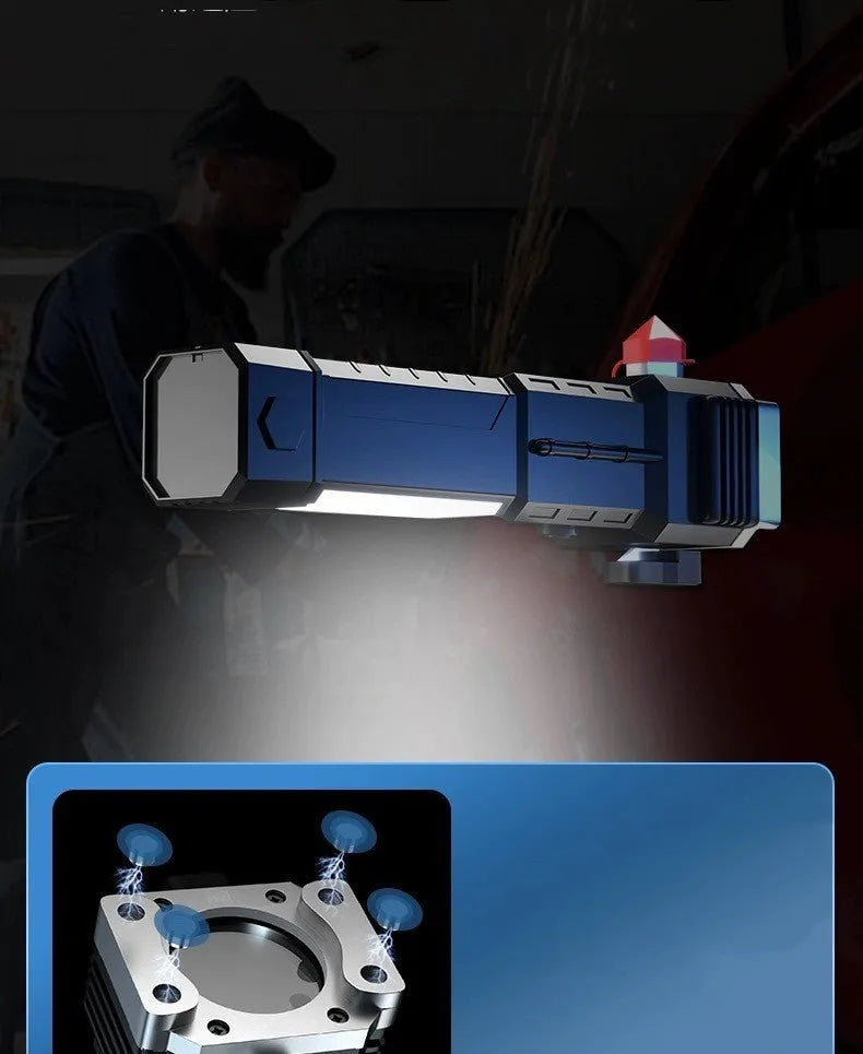Silver portable power bank LED emergency work light with strong beam for outdoor use