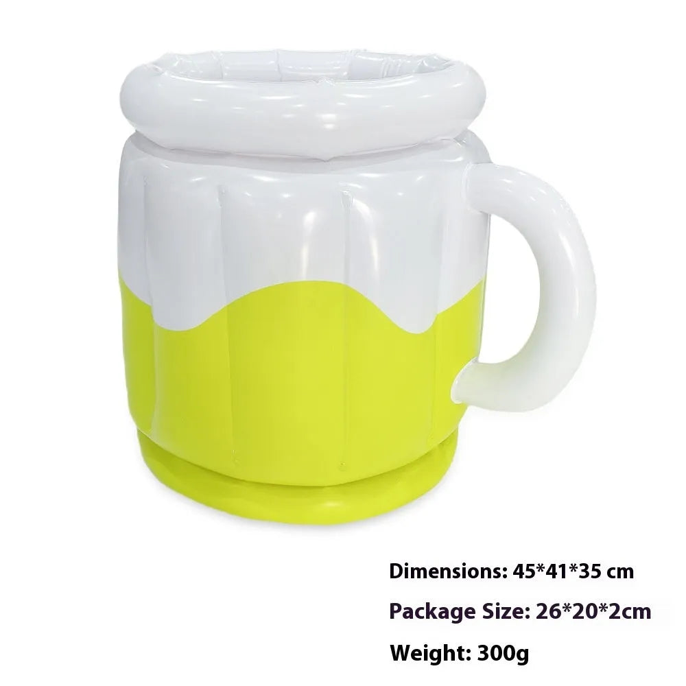 Bright yellow inflatable ice bucket made from eco-friendly PVC for outdoor parties and camping.
