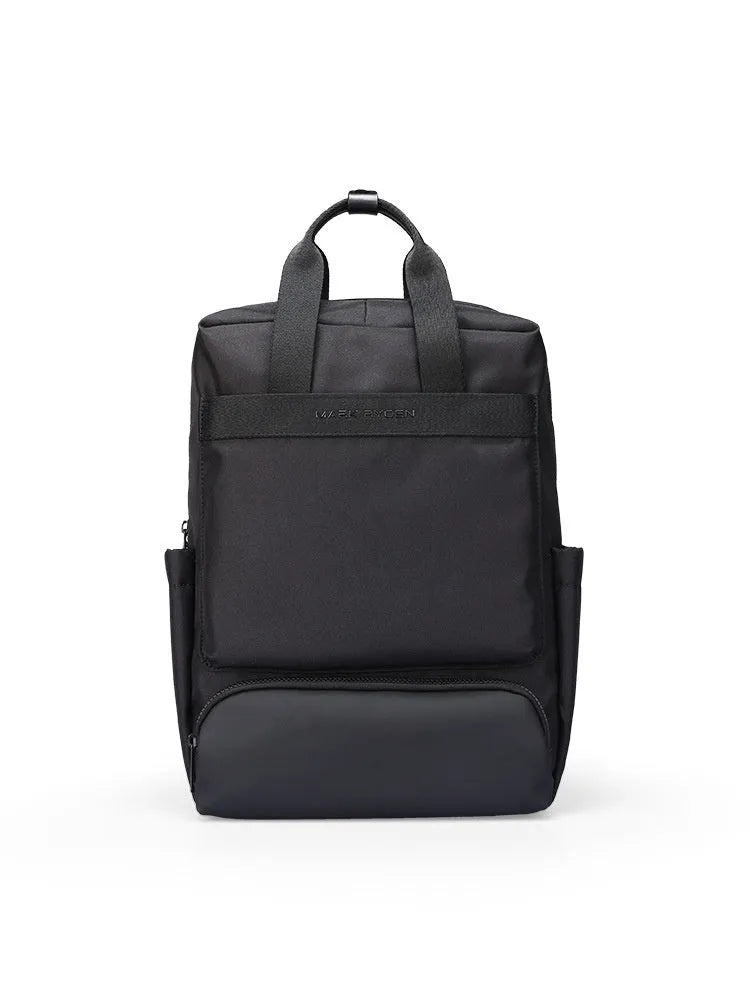 Black Oxford cloth computer backpack showing main compartment and 20-35L capacity.