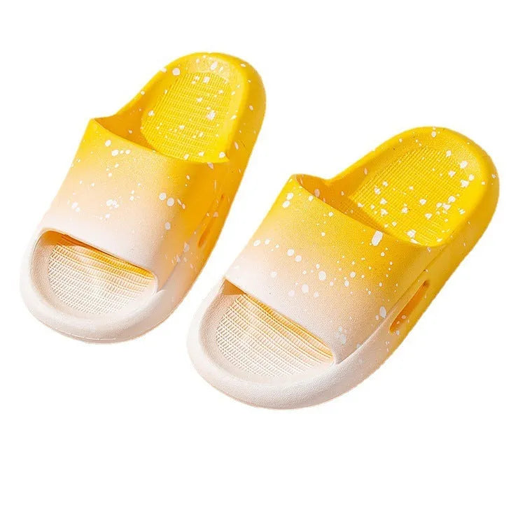 Children's gradient colour PVC slippers with non-slip sole showing European and American styling