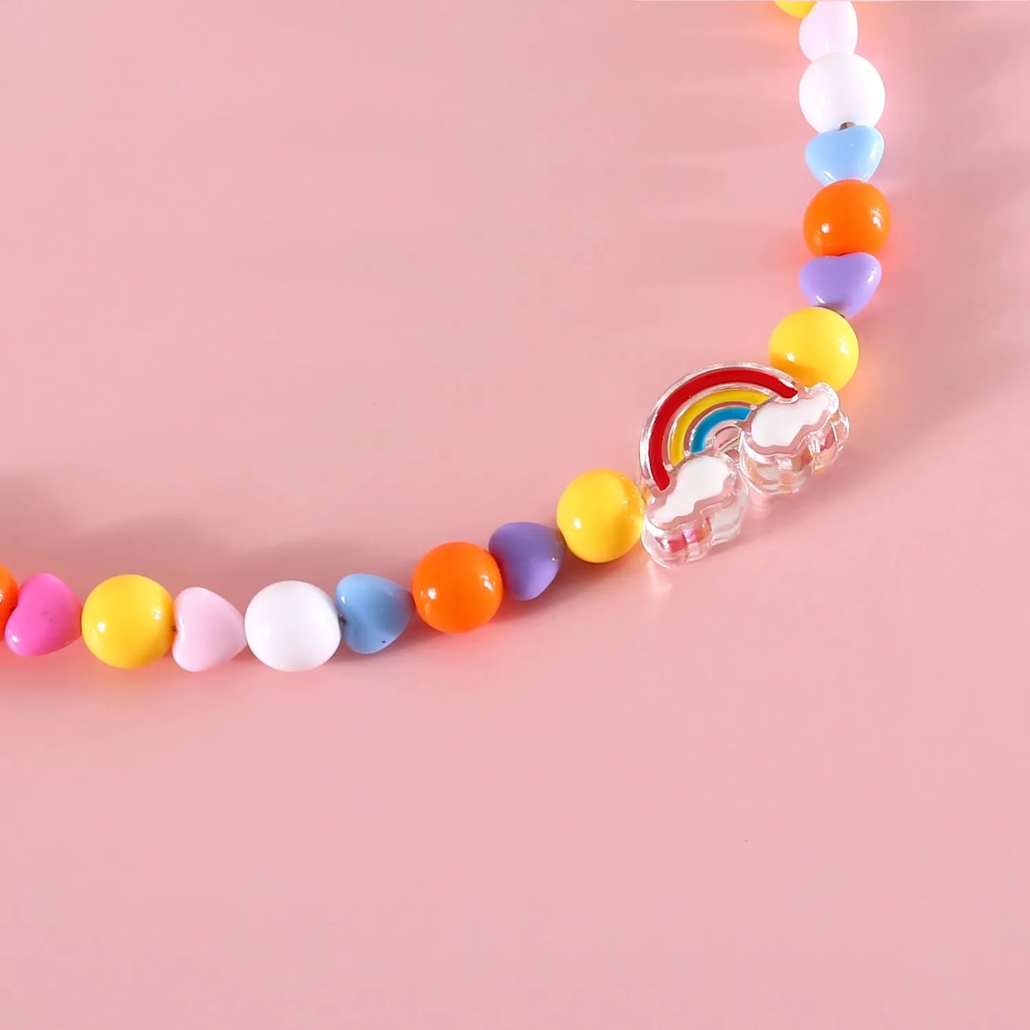 Colourful plastic pearl pet necklace for cats and small dogs in peach, rainbow or flower bead designs