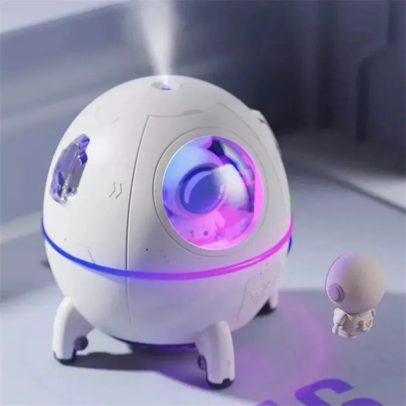 Astronaut-themed desktop USB humidifier with colourful LED lights and 220ml water tank