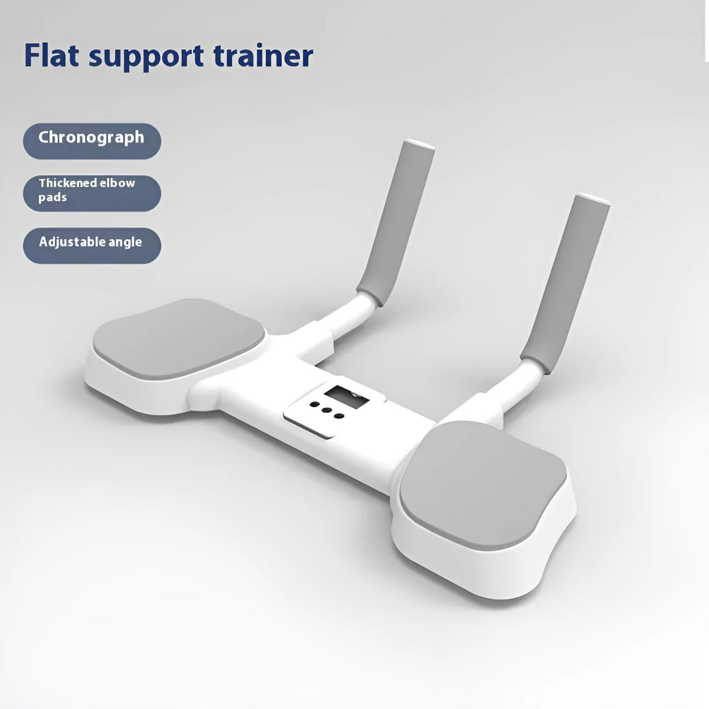 White flat support trainer with alloy aluminium tube frame and ABS plastic components on a floor.