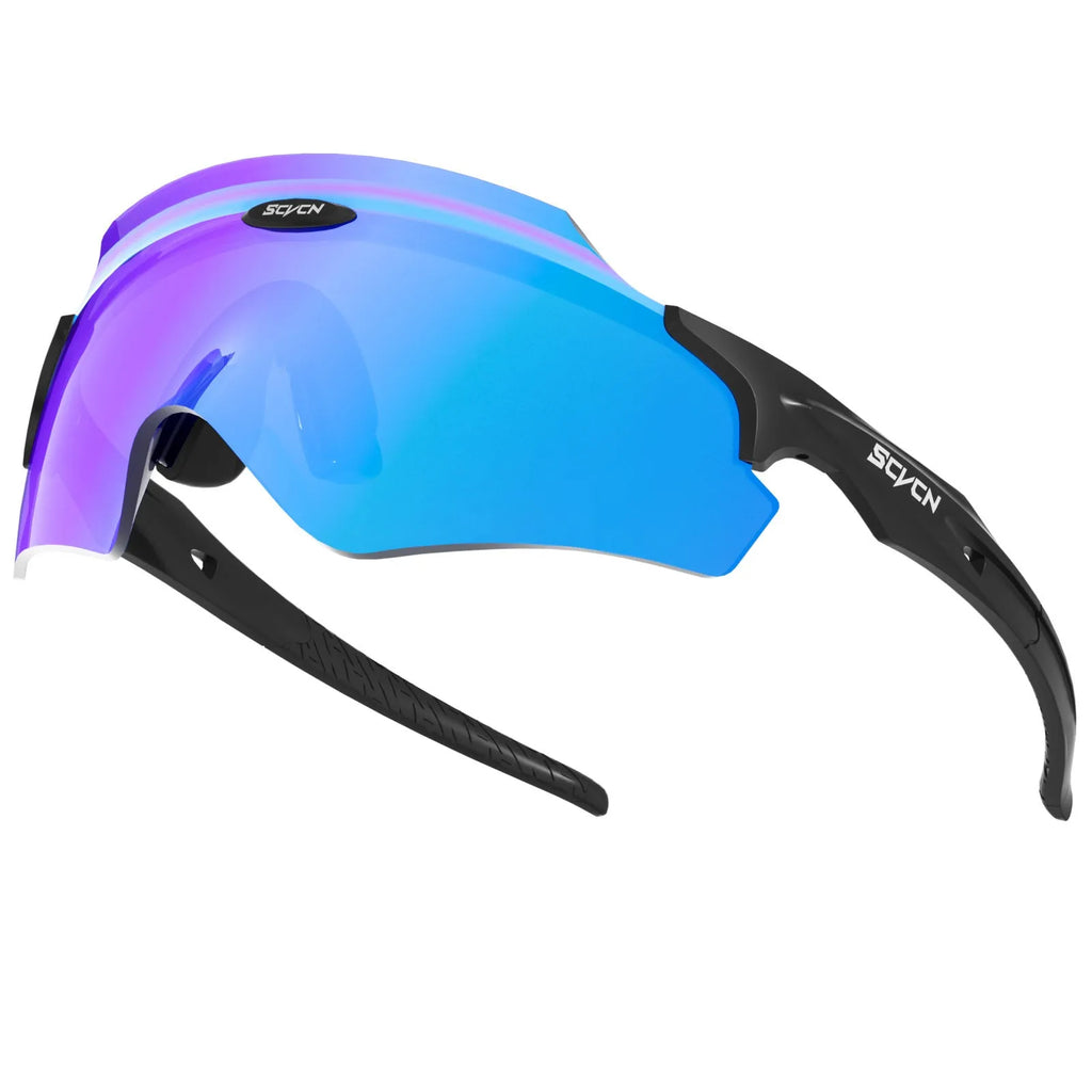 Frameless windproof athletic glasses with a colourful integrated lens for sports