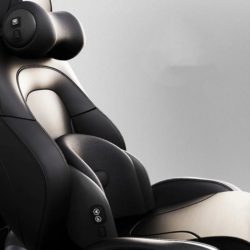 Car massage cushion with memory cotton construction for headrest and lumbar support on car seat