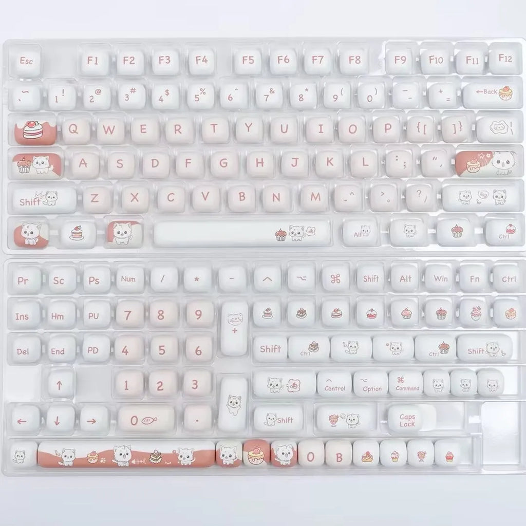 Dessert Cat cartoon mechanical keyboard key caps with food-themed sublimation artwork