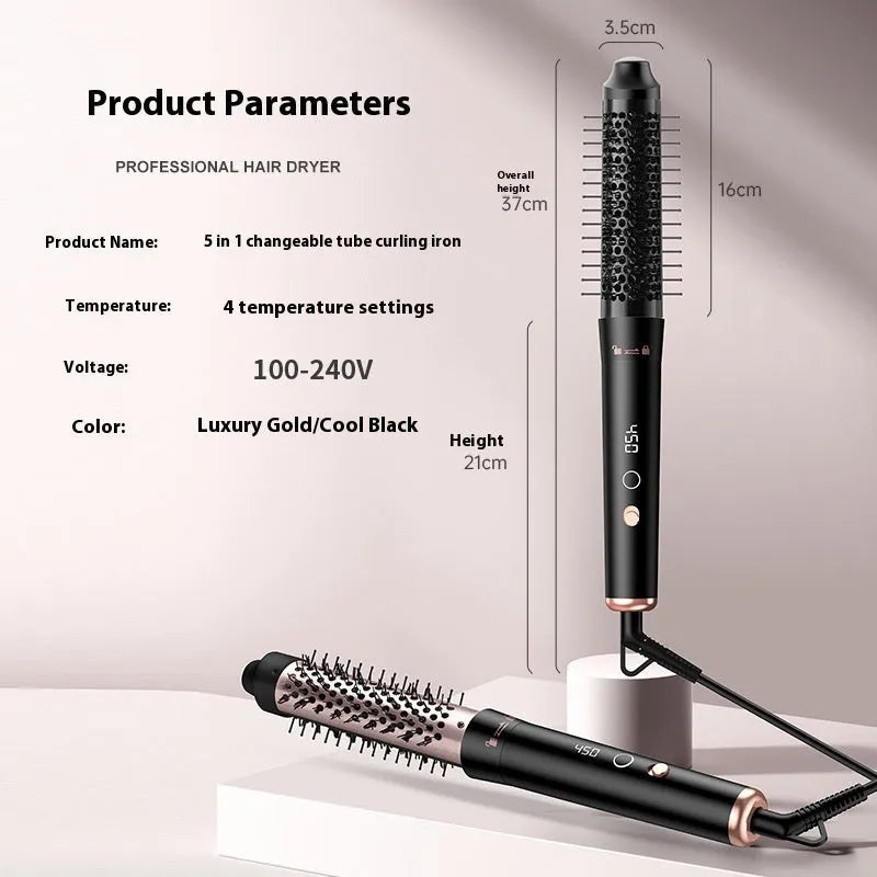 Automatic large wave hair curler in rose gold or black with three headbands accessories