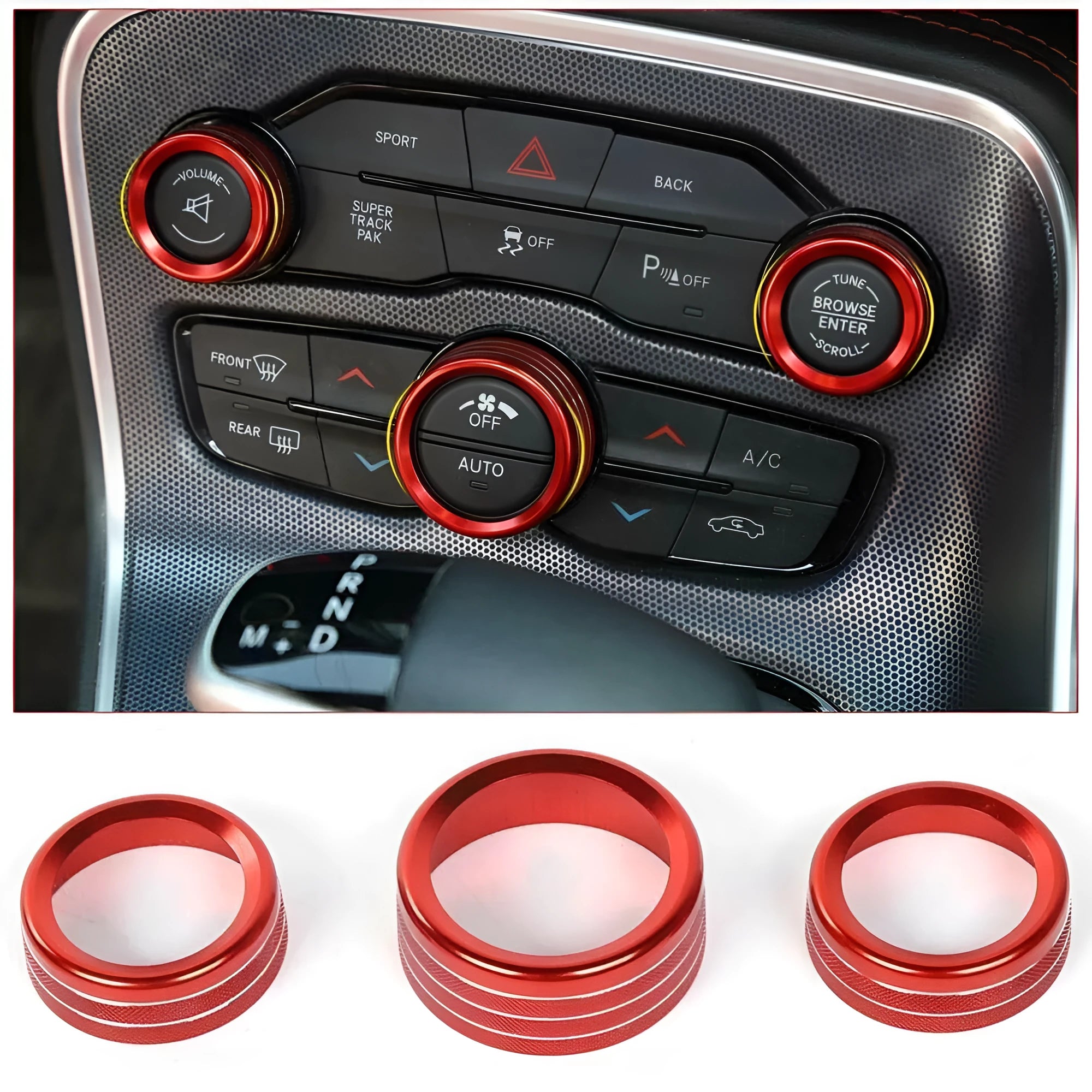 Aluminium alloy decorative ring for Dodge Grand Cherokee air conditioning control knob