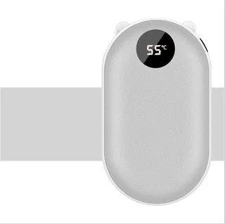 Rechargeable mini hand warmer power bank two-in-one device with digital display in compact portable design