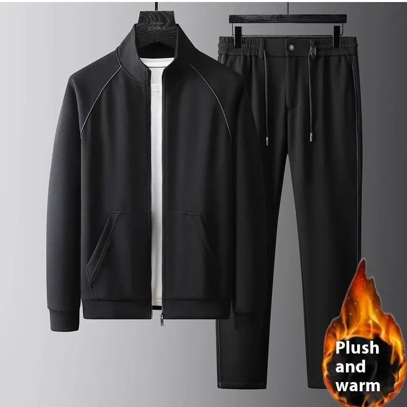 Stand collar sports suit tracksuit in slim fit with coat and pants