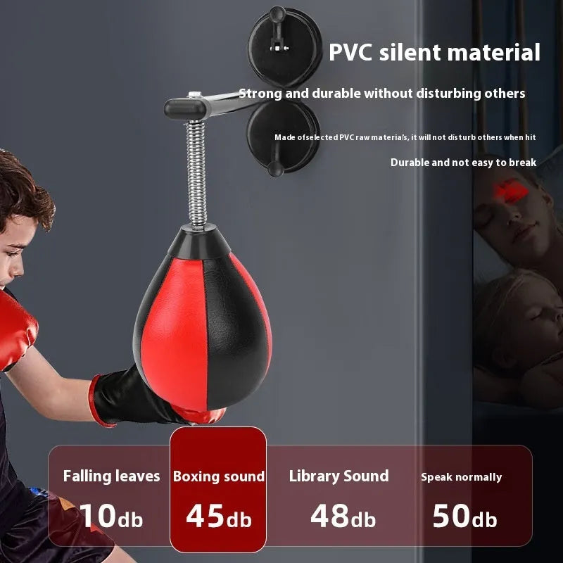 Pear-shaped boxing speed ball with double suction cups and PU construction for home training