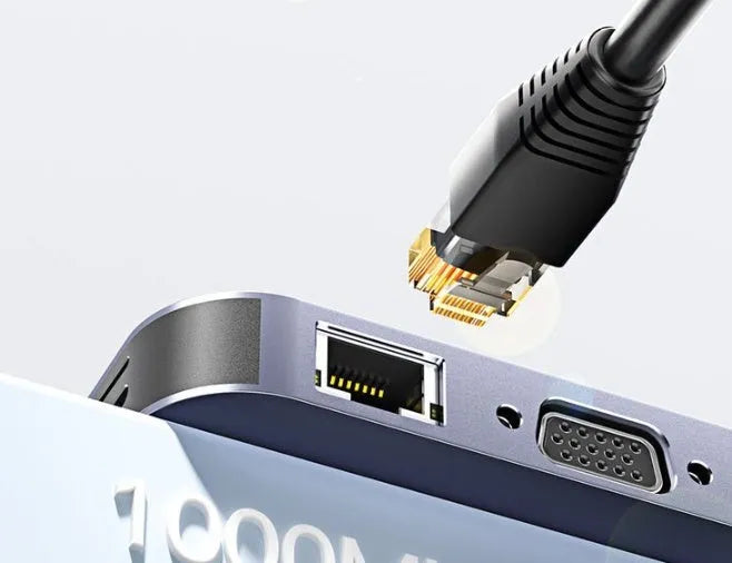11-in-1 USB-C expansion docking station with Gigabit Ethernet port and a 20cm attached cable