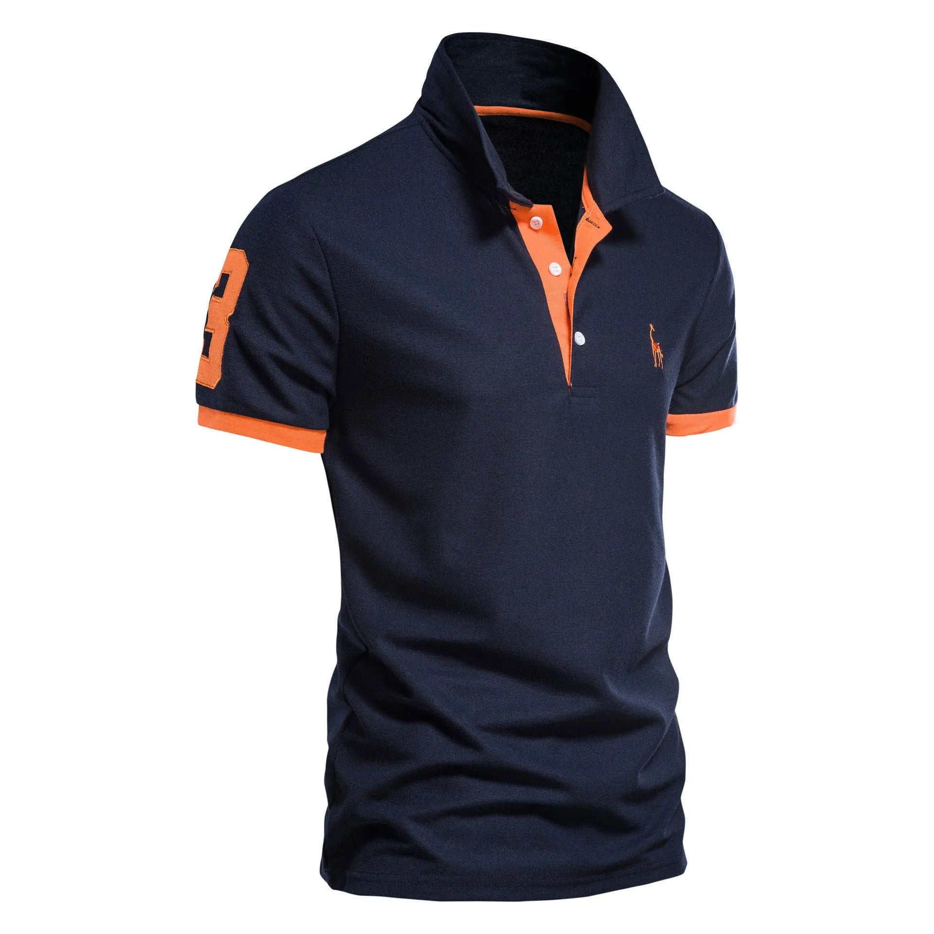 Men's deer embroidered slim fit t-shirt in cotton blend fabric available in multiple colours